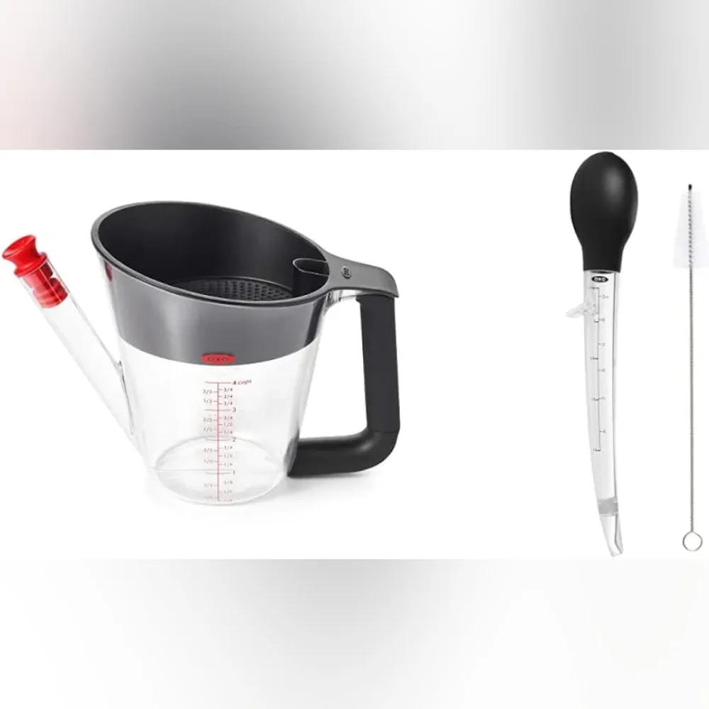 OXO Good Grips 4 Cup Fat Separator and Angled Turkey Baster Bundle